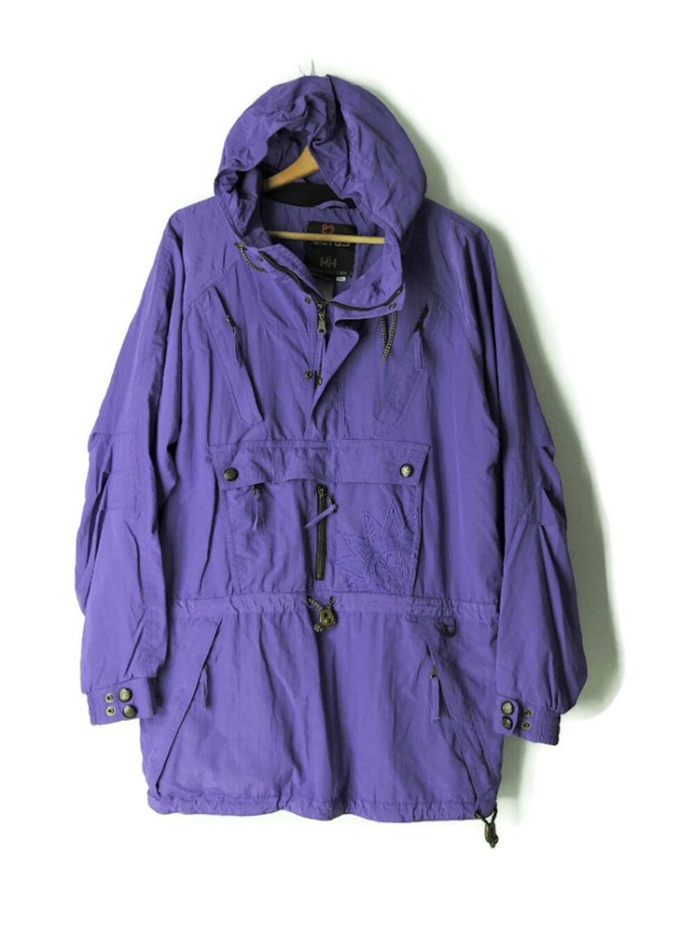 VTG 90s CEVAS Helly Hansen purple Windbreaker Pullover Anorak Hooded jacket XS